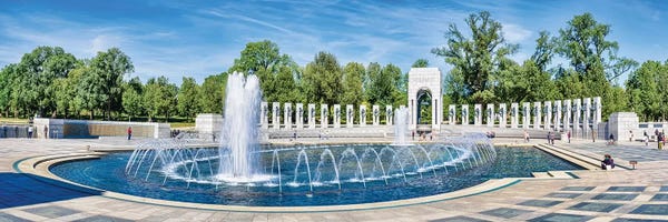 Fountains: View Of Fountain At National World War II Memorial, Washington D.C., USA by Panoramic Images