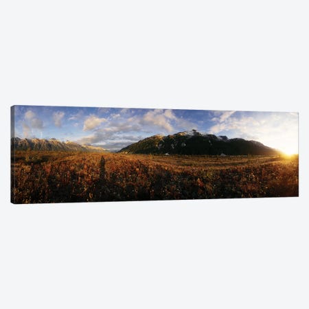 View Of Landscape With Mountain At Sunset, Alsek River, British Columbia, Canada Canvas Print #PIM14997} by Panoramic Images Canvas Artwork