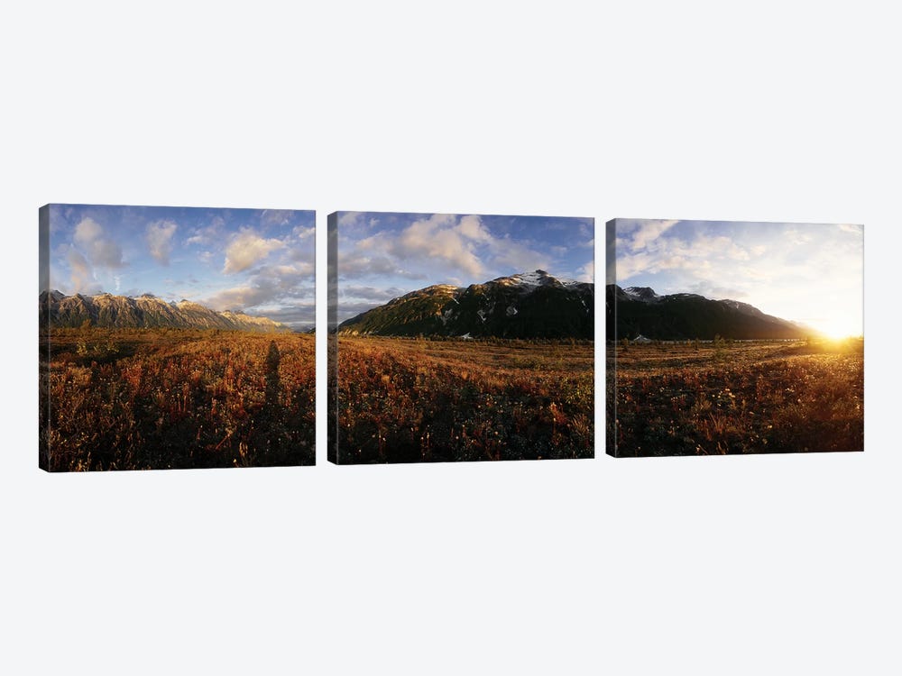 View Of Landscape With Mountain At Sunset, Alsek River, British Columbia, Canada by Panoramic Images 3-piece Canvas Wall Art
