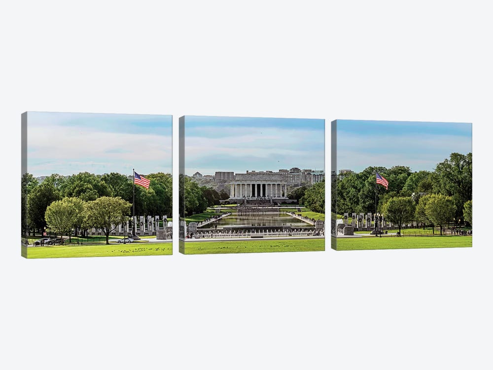 View Of Lincoln Memorial And National World War II Memorial, Washington D.C., USA by Panoramic Images 3-piece Canvas Print