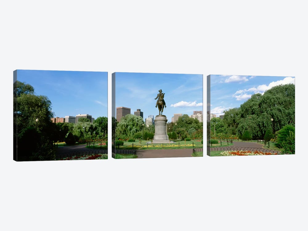 George Washington Equestrian Statue, Boston Public Garden, Boston, Massachusetts, USA by Panoramic Images 3-piece Canvas Art Print