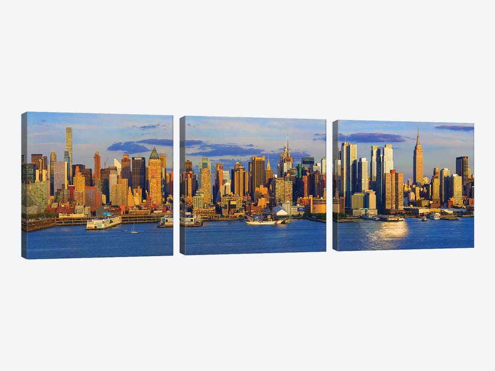 View Of Manhattan Skyline, New York City, New York State, USA II by Panoramic Images 3-piece Canvas Artwork