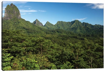 View Of Mountain Peaks, Moorea, Tahiti, French Polynesia I Canvas Art Print - French Polynesia Art