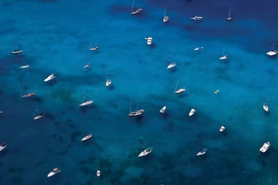 View Of Sailboats In Sea, Saint Barthélemy, Caribbean Sea by Panoramic Images canvas print