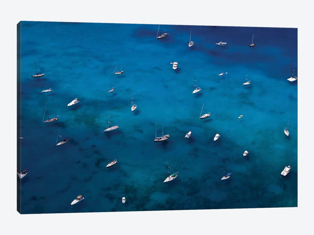 View Of Sailboats In Sea, Saint Barthélemy, Caribbean Sea by Panoramic Images 1-piece Canvas Artwork