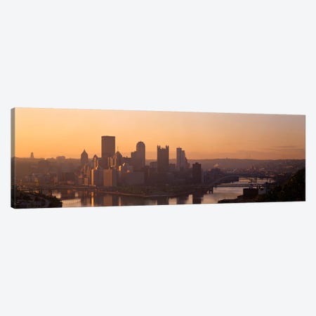 USA, Pennsylvania, Pittsburgh, Allegheny & Monongahela Rivers, View of the confluence of rivers at twilight Canvas Print #PIM1500} by Panoramic Images Canvas Art
