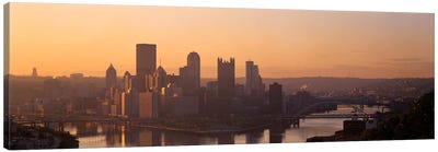 USA, Pennsylvania, Pittsburgh, Allegheny & Monongahela Rivers, View of the confluence of rivers at twilight Canvas Art Print - Pittsburgh Skylines