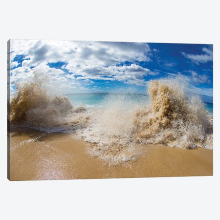 View Of Surf On The Beach, Hawaii, USA II Canvas Print #PIM15011} by Panoramic Images Canvas Art Print