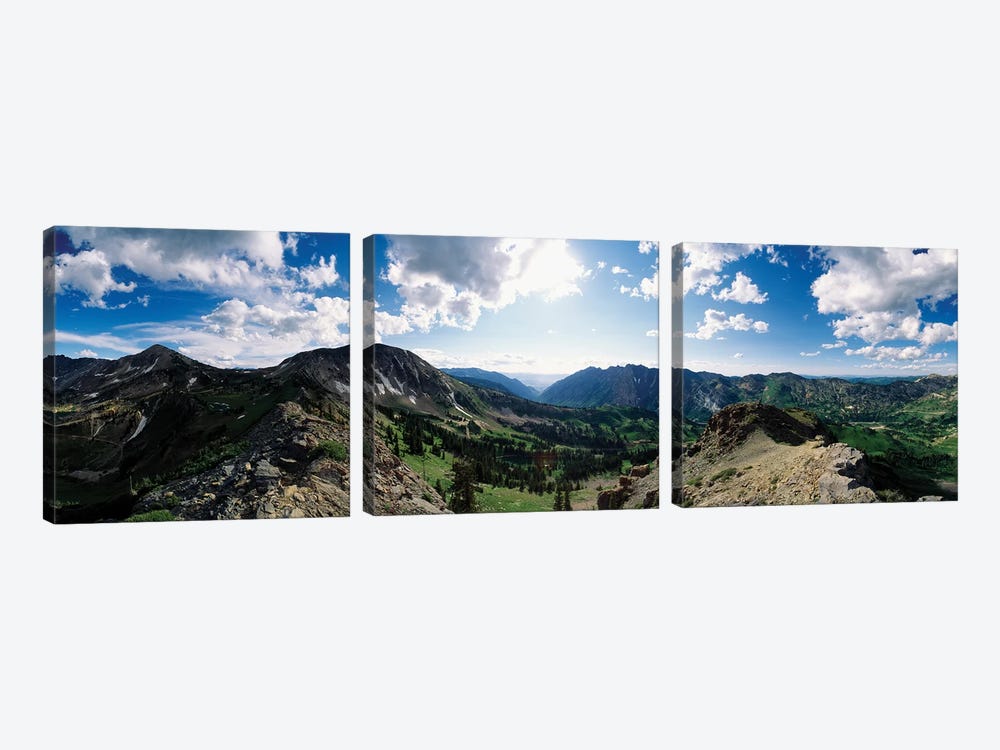 View Of Valley With Mountains, Alta, Salt Lake County, Utah, USA by Panoramic Images 3-piece Canvas Print