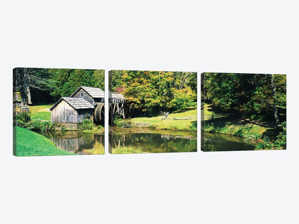Watermill Near A Pond, Mabry Mill, Blue Ridge Parkway, Floyd County, Virginia, USA I by Panoramic Images 3-piece Canvas Art