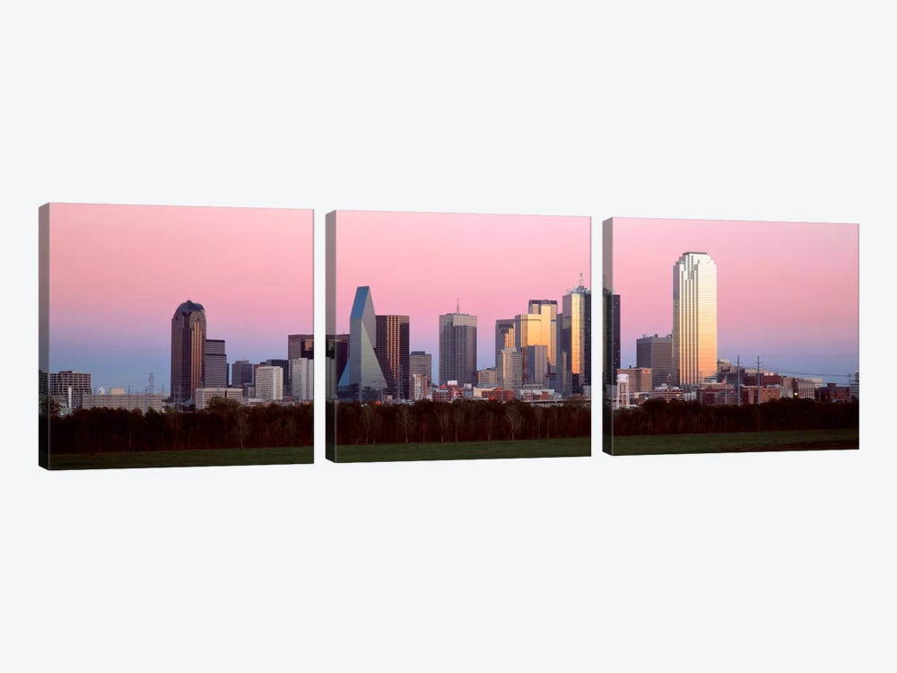 Twilight, Dallas, Texas, USA by Panoramic Images 3-piece Canvas Artwork