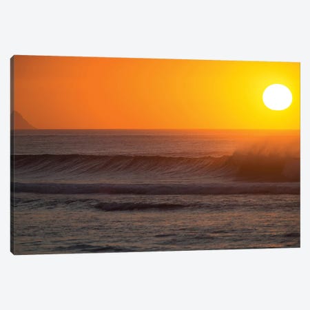 Waves In Pacific Ocean At Sunset, Hawaii, USA Canvas Print #PIM15032} by Panoramic Images Canvas Art Print