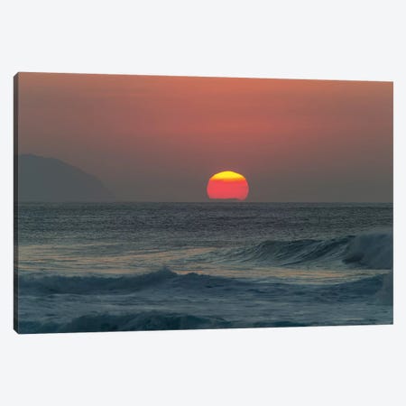 Waves In The Ocean At Sunset Canvas Print #PIM15034} by Panoramic Images Canvas Artwork