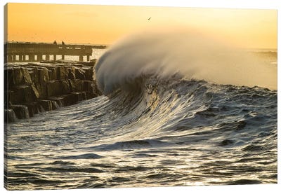 Waves In The Pacific Ocean At Dusk, San Pedro, Los Angeles, California, USA II Canvas Art Print - Wave Art