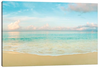 Waves On The Beach, Seven Mile Beach, Grand Cayman, Cayman Islands Canvas Art Print - Caribbean Art