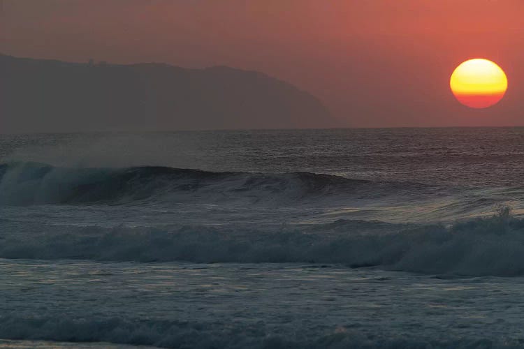 Waves Splashing On Beach At Sunset, Hawaii, USA