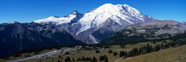 Washington: Snowcapped mountain, Mt Rainier, Mt Rainier National Park, Pierce County, Washington State, USA by Panoramic Images