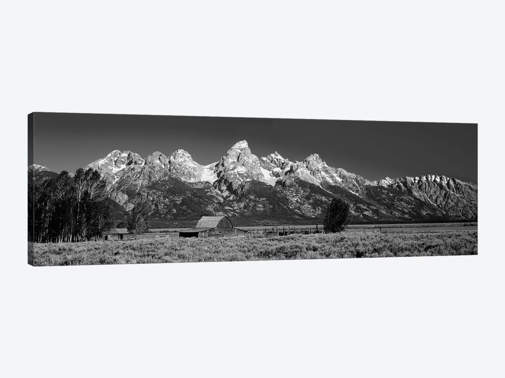 Barn On Plain Before Mountains, Grand Teton National Park, Wyoming, USA by Panoramic Images 1-piece Canvas Print