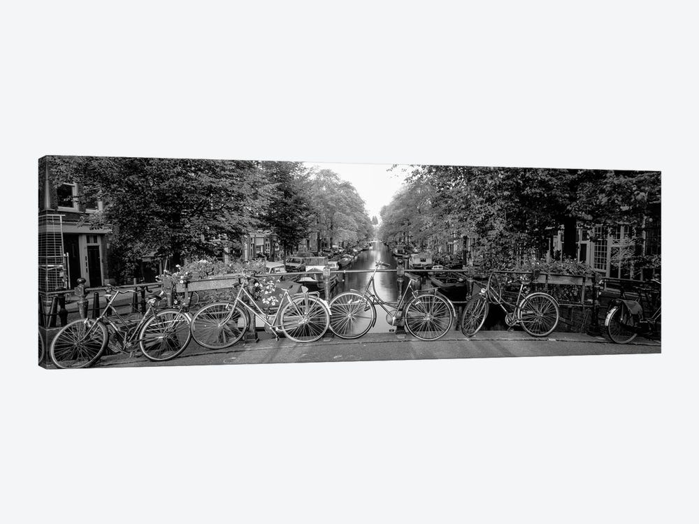 Bicycles On Bridge Over Canal, Amsterdam, Netherlands by Panoramic Images 1-piece Art Print