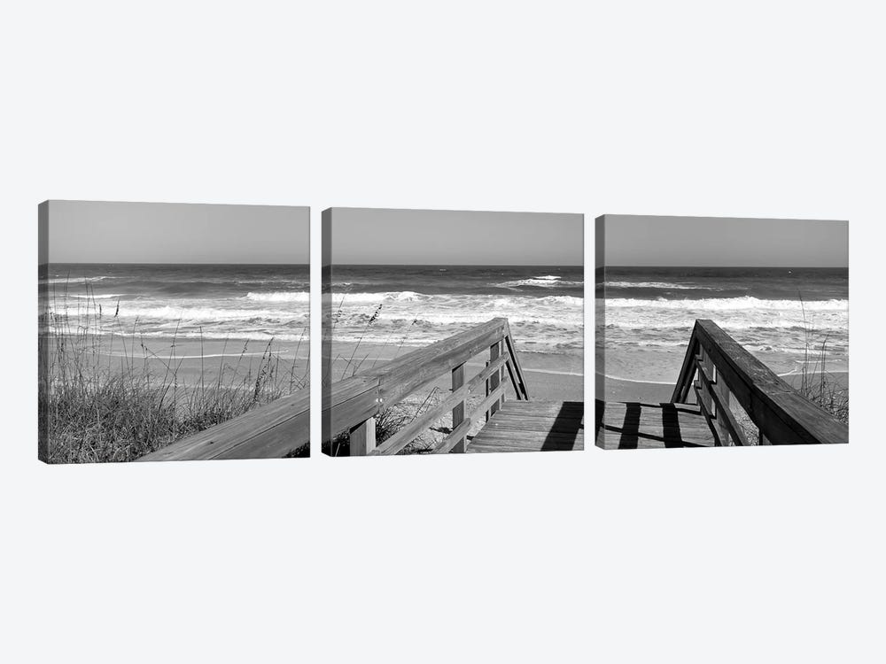 Boardwalk Leading Towards A Beach, Playlinda Beach, Canaveral National Seashore, Titusville, Florida, USA by Panoramic Images 3-piece Art Print