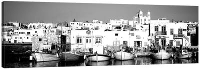 Boats At The Waterfront, Paros, Cyclades Islands, Greece Canvas Art Print