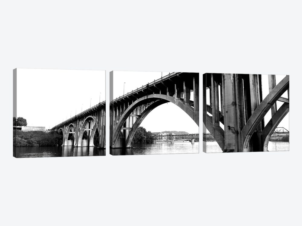 Bridge Across River, Henley Street Bridge, Tennessee River, Knoxville, Knox County, Tennessee, USA by Panoramic Images 3-piece Canvas Art