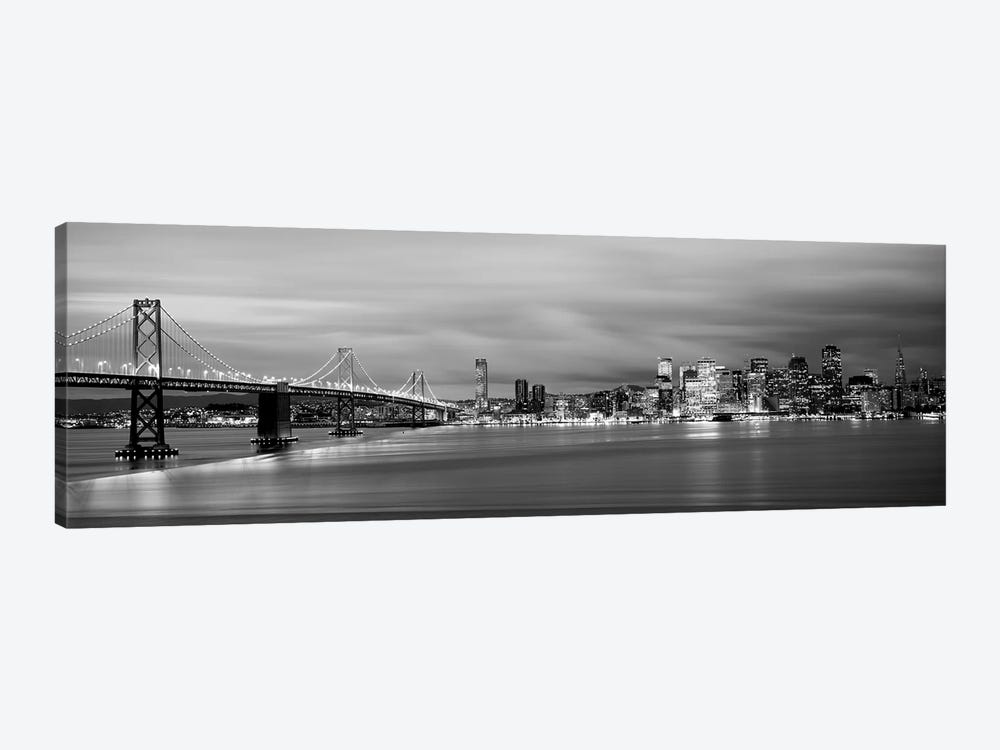 Bridge Lit Up At Dusk, Bay Bridge, San Francisco Bay, San Francisco, California, USA I by Panoramic Images 1-piece Canvas Art Print