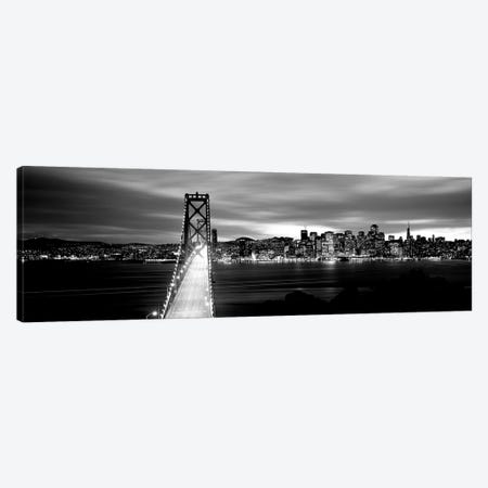 Bridge Lit Up At Dusk, Bay Bridge, San Francisco Bay, San Francisco, California, USA II Canvas Print #PIM15093} by Panoramic Images Canvas Art Print