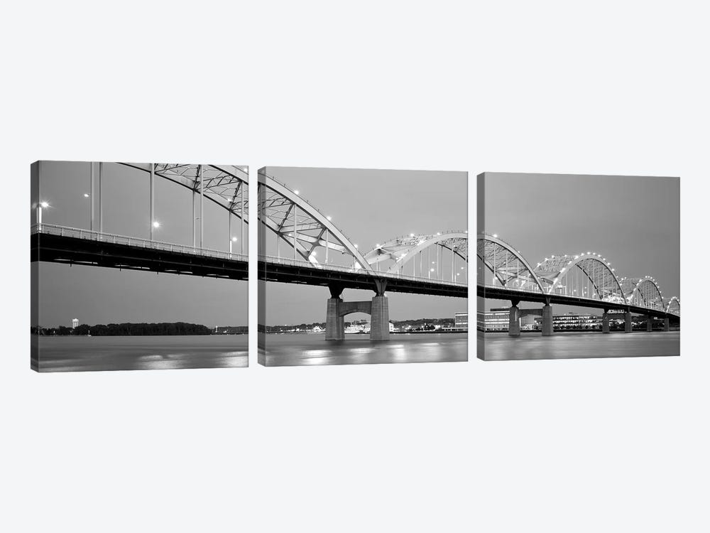 Bridge Over A River, Centennial Bridge, Davenport, Iowa, USA by Panoramic Images 3-piece Canvas Print