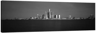 Buildings At Waterfront, Detroit, Michigan, USA Canvas Art Print - Michigan Art