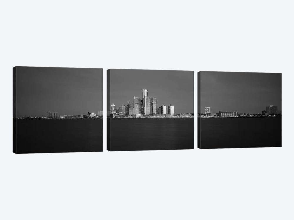 Buildings At Waterfront, Detroit, Michigan, USA by Panoramic Images 3-piece Art Print