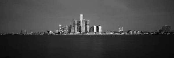 Michigan: Buildings At Waterfront, Detroit, Michigan, USA by Panoramic Images