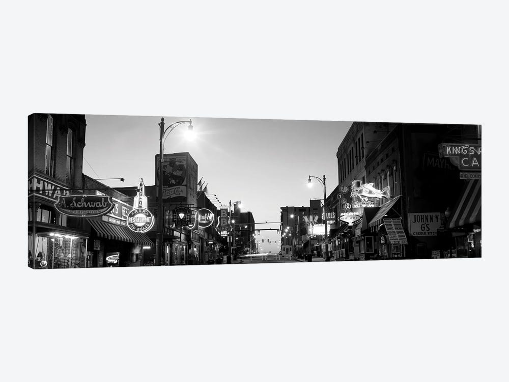 Buildings In A City At Dusk, Beale Street, Memphis, Tennessee, USA by Panoramic Images 1-piece Canvas Wall Art