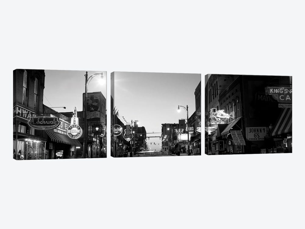 Buildings In A City At Dusk, Beale Street, Memphis, Tennessee, USA by Panoramic Images 3-piece Canvas Art