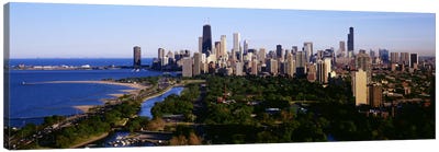 Aerial View of SkylineChicago, Illinois, USA Canvas Art Print - Chicago Skylines
