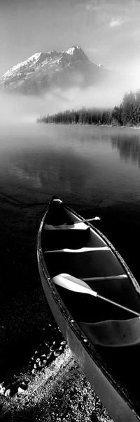 Canoe In Leigh Lake II, Rockchuck Peak, Teton Range, Grand Teton National Park, Wyoming, USA
