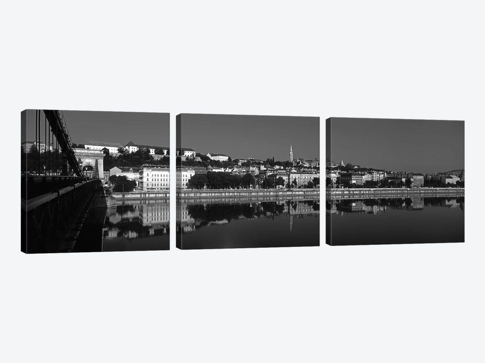 Chain Bridge Over Danube River, Budapest, Hungary by Panoramic Images 3-piece Canvas Artwork