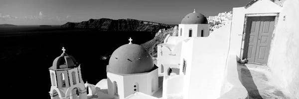 Blue Domed Church Santorini: Church In A City, Santorini, Cyclades Islands, Greece by Panoramic Images