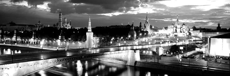 City Lit Up At Night, Red Square, Kremlin, Moscow, Russia