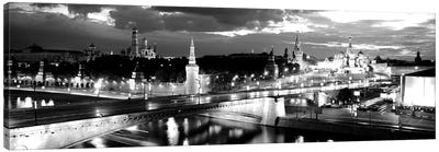 City Lit Up At Night, Red Square, Kremlin, Moscow, Russia Canvas Art Print - Moscow Art