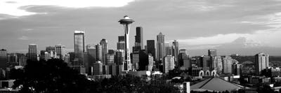 City Viewed From Queen Anne Hill Black & White I, Space Needle, Seattle, King County, Washington State, USA by Panoramic Images multi panel art