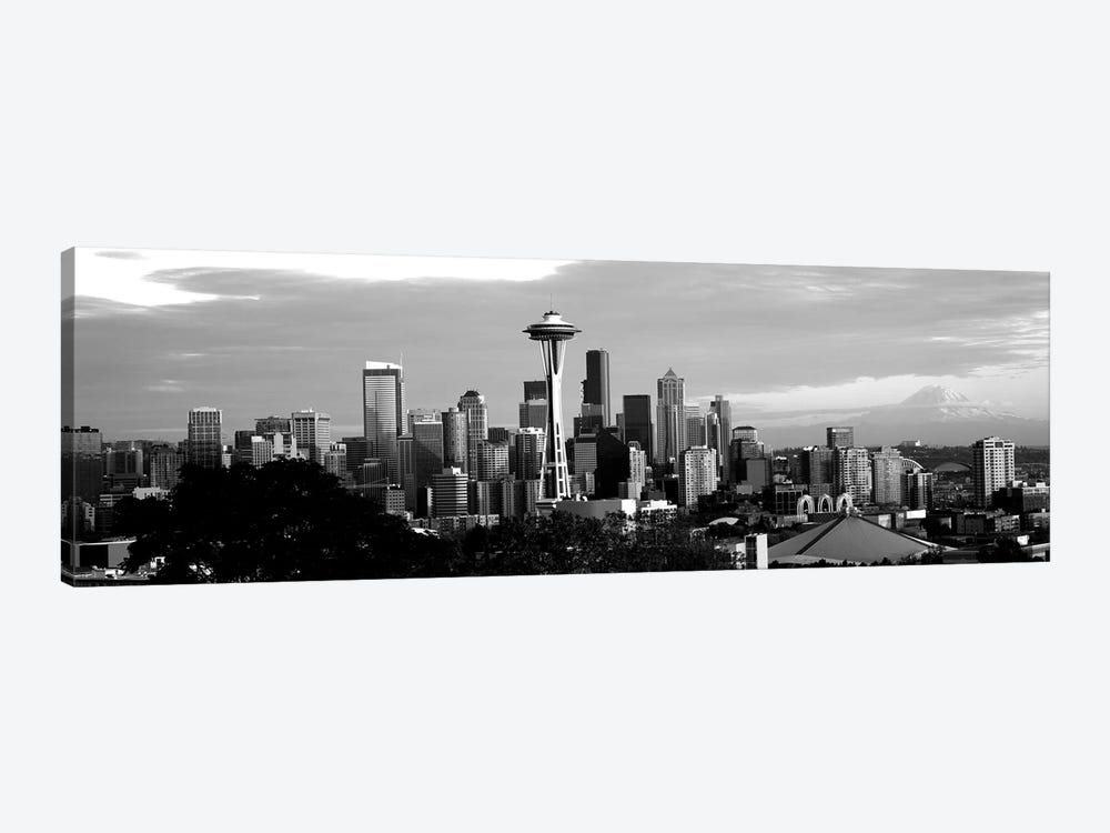City Viewed From Queen Anne Hill, Space Needle, Seattle, King County, Washington State, USA by Panoramic Images 1-piece Canvas Wall Art