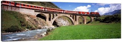Train Travelling Along Furka-Oberalp Railway, Andermatt, Switzerland Canvas Art Print - Switzerland Art