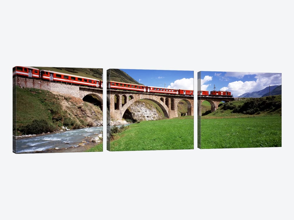 Train Travelling Along Furka-Oberalp Railway, Andermatt, Switzerland by Panoramic Images 3-piece Canvas Artwork