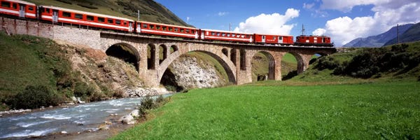 Switzerland: Train Travelling Along Furka-Oberalp Railway, Andermatt, Switzerland by Panoramic Images