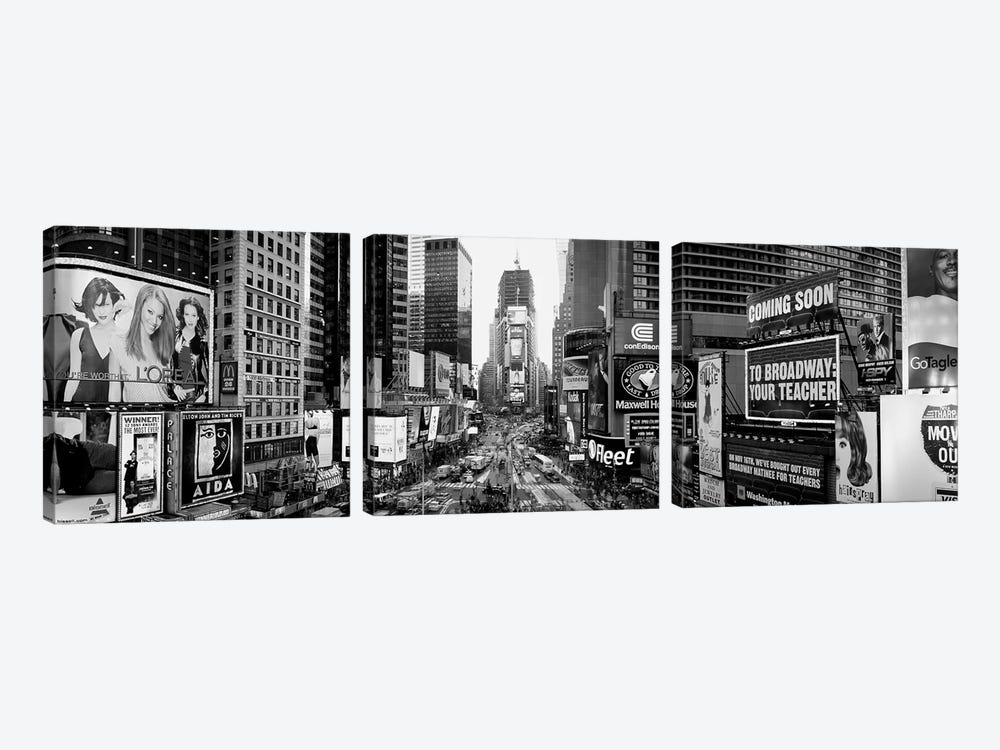 Dusk, Times Square, NYc, New York City, New York State, USA by Panoramic Images 3-piece Canvas Wall Art