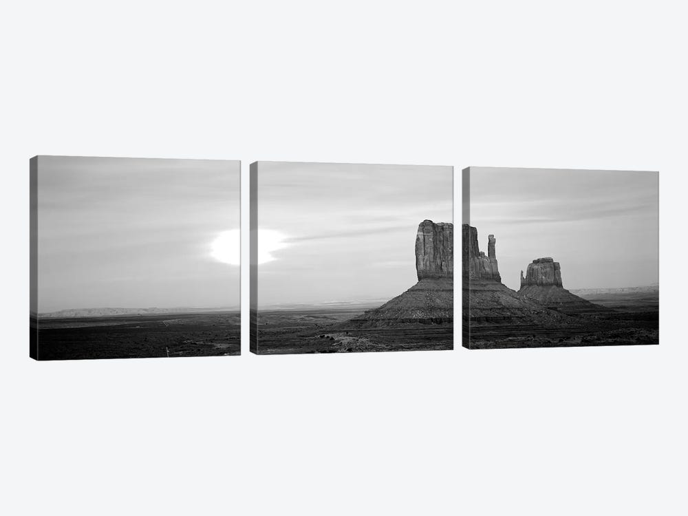 East Mitten And West Mitten Buttes At Sunset, Monument Valley, Utah, USA by Panoramic Images 3-piece Canvas Art Print