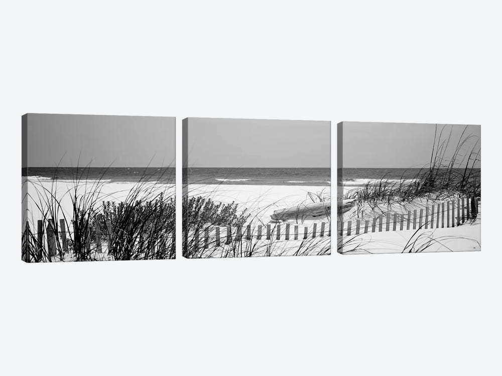 Fence On The Beach, Bon Secour National Wildlife Refuge, Gulf Of Mexico, Bon Secour, Baldwin County, Alabama, USA by Panoramic Images 3-piece Canvas Art