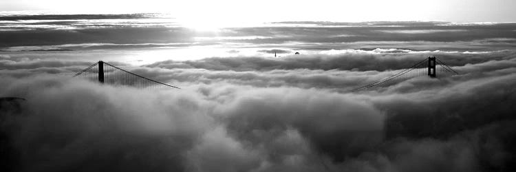 Golden Gate Bridge Covered With Fog Viewed From Hawk Hill, San Francisco Bay, San Francisco, California, USA