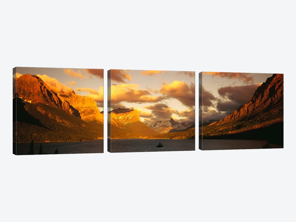 Saint Mary Lake & Lewis Range, Glacier Bay National Park, Montana, USA by Panoramic Images 3-piece Canvas Artwork